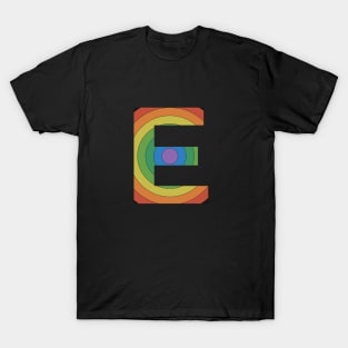 Retro Rainbow 'E' Sticker T-Shirt